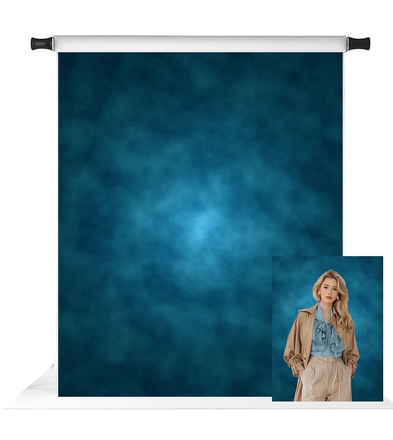 Kate 5x7ft Blue Abstract Backdrop for Photography Dark Blue Portrait Headshot Fabric Background Photo Studio Props - Image 1